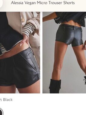Free People Vegan Micro Trouser Shorts - Black